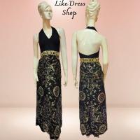 ราคา ชุดราตรียาวคล้องคอสีดำปักเลื่อมสีทองลายดอก เปิดหลัง เซ็กซี่ used S 32--26-38 ยาว 56 (27312582998)