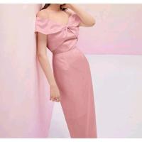 ราคา เดรสออกงานสีชมพู ผ้าซาติน ไปงานแต่งงาน (21410573617)