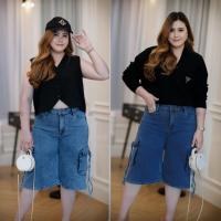 ราคา กางเกงยีนส์ขา 4 ส่วน สียีนส์อ่อน/สียีนส์เข้ม เสื้อผ้าพลัสไซส์ Plussize Fashion ชุดคนอ้วน แฟชั่นสาวอวบ (43754267426)