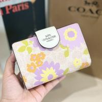 ราคา กระเป๋าสตางค์ Coach Silver/Sand Multi Medium Corner Zip Wallet In Signature Canvas With Floral Print CBO30 (42157263392)