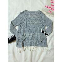 ราคา เสื้อแขนยาวไหมพรมสีฟ้าอ่อนระบายชาย ไซส์ S-M -0205 (7612376066)