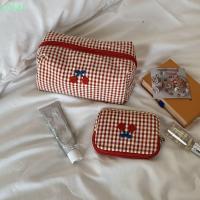 ราคา SOLARBUR กระเป๋าเครื่องสําอางเชอร์รี่, ผ้าผ้าฝ้ายลายสก๊อตกระเป๋าแต่งหน้า, แฟชั่นมัลติฟังก์ชั่นความจุขนาดใหญ่กระเป๋าเครื่องแป้ง Organizer กระเป๋า (50005499527)