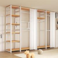 ราคา ราวแขวนเสื้อผ้า ราวแขวนผ้า พร้อมชั้นวางของ ตู้เสื้อผ้า โครงเหล็กหนา rack ชั้นแขวนเสื้อผ้า สามารถประกอบเองได้ง่ายๆ DIY (26831593016)