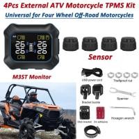 ราคา 4pcs Universal 4-Wheeled Motorcycle External TPMS Sensors ATV Tire Pressure Monitor System + Alarm (43078580831)