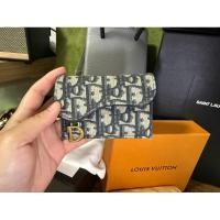 ราคา Dior Saddle Card Holder - Oblique Canvas Navy (มือสองของแท้) (26782412471)