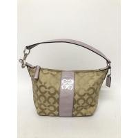 ราคา กระเป๋ามือสอง ของแท้ COACH No. A1020-43771 ผ้าทอลาย C เล็ก สีน้ำตาล ขนาด 7 นิ้ว พร้อมส่ง (19055188545)