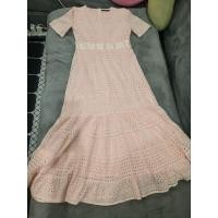 ราคา ชุดเดรสผ้าลูกไม้สีชมพูอ่อนแขนสั้น (27152384286)