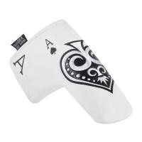 ราคา Poker Ace of Spades Design White PU Synthetic Leather Golf Magnetic Headcover Blade Putter Cover (26312510774)