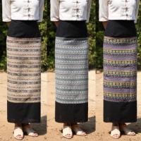ราคา ผ้าถุงป้ายมัดเอว ผ้าทอต่อลายสีดำ (2674718719)