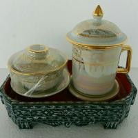 ราคา แก้วน้ำชาเซรามิก ถ้วยน้ำชาเซรามิก ถ้วยน้ำชาพร้อมฝาปิด กี๋มุก ชุดแก้วชาถวายพระ (1754655173)