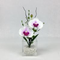 ราคา OrientalFineArt ดอกกล้วยไม้ประดิษฐ์ ดอกไม้ปลอมพร้อมแจกัน สำหรับตกแต่งบ้าน ดอกไม้ประดิษฐ์เกรดพรีเมี่ยม(GSO-6328-W) (8677420649)