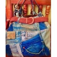 ราคา กระเป๋างานhandmadeผ้ายีนส์Leeใบใหญ่ (3254094580)