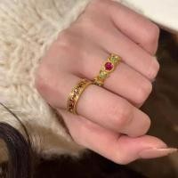 ราคา แหวนพลอยทรายทองเคลือบทอง ประดับเพชรแท้แกะสลัก งานหัตถกรรมหรูหรา ขนาด US 12.29 (56703874220)