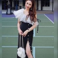 ราคา เดรสยาว เรียบหรูน่ารัก ป้าย widelia@real sz.M(Used) (2242743592)