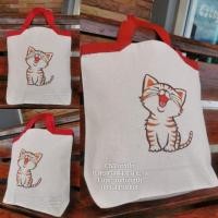 ราคา กระเป๋าผ้าดิบแคนวาส ลาย แมวยิ้ม (2577742114)
