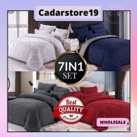 ราคา CADAR HOTEL EXCLUSIVE COTTON 7 IN 1 1200TC PREMIUM QUALITY FITTED BEDSHEET WITH COMFORTER(QUEEN/KING) (25501755379)