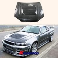 ราคา For Nissan Skyline R34 GTT Only NIS Style Carbon Fiber Hood Bonnet Body Kit (49052488435)