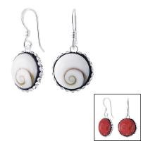 ราคา [พร้อมส่ง] Red coral earrings crystal shiva eye silver ต่างหูเงินแท้925 ใส่แล้วไม่แพ้ เงินแท้925 ไม่ชุบเงิน SILVER THAI (10447304231)
