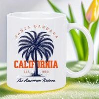 ราคา Santa Barbara California Palm Tree Ceramic White Mug - Vintage 1850 American Riviera Coffee Cup with "Santa Barbara California" (50155249874)