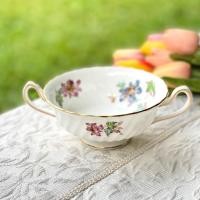 ราคา *มีตำหนิ* ถ้วยซุป Minton "Vermont" Soup/Cream Bowl and Saucer Made in England (S365) แสตมป์เก่า ชามซุป ชามสวย ของสะสม (19203346970)