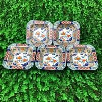 ราคา ถ้วยทรงเหลี่ยมลายเบญจรงค์ญี่ปุ่น ขนาด 5” ราคา 120฿/1ใบ #เซรามิคมือสองญี่ปุ่น (13208490284)