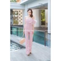 ราคา ✨ชุดออกงาน ไปงาน ชุดเที่ยว จั้มสูทขายาว เปิดไหล่แต่งขนมิ้งฟรุ้งฟริ้ง สวยหรู ดูดี✨ (7045370845)