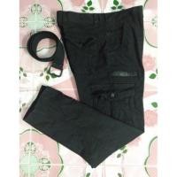 ราคา กางเกงคาร์โก้ สีดำ ผ้ายืดขากระบอกเล็ก พร้อมเข็มขัด มือ2 สภาพดี ไซส์L (2603671636)