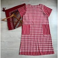 ราคา เดรสผ้าไทย ลายสก็อต ผ้าขาวม้าโทนแดง size40 (24511788359)