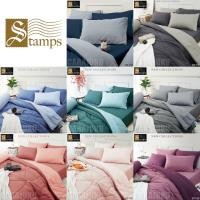 ราคา [37 สี] STAMPS ชุดผ้าปูที่นอน (ไม่รวมผ้านวม) สีพื้น สีทูโทน Twotone Color #Total แสตมป์ 5ฟุต 6ฟุต (25194285664)