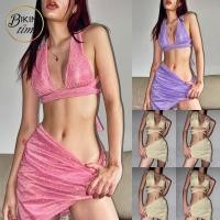 ราคา BikiniTime (S,M,L) SB223 มี3สี บิกินี่ ทูพีซสายฝอ บรา+กระโปรง ผ้ากากเพชร เรียบหรูไฮโซ ชุดว่ายน้ำ (23238235403)