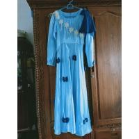 ราคา ชุดเดรสอิสลามผู้หญิง สีฟ้า ฟรุ้งฟริ้งน่ารักมาก (8640298778)