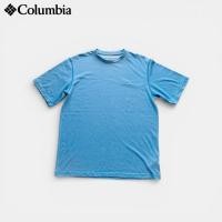 ราคา เสื้อยืดแขนสั้นมือสอง Columbia อก 42 ยาว 27 (size M) สีฟ้า โลโก้ปัก ตำหนิเปื้อน 2 จุด (45603573141)
