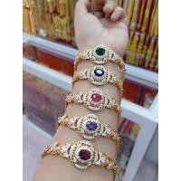 ราคา #สร้อยข้อมือทองพลอยล้อมเพชรคละสี (15143013584)
