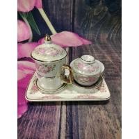 ราคา แก้วเบญจรงค์ ถ้วยชาพร้อมกี๋มุก ใส่ได้ทั้งร้อนเย็น ชุดกี๋มุก ถาดรองเซรามิคถวายพระ งานปราณีตราคาสุดคุ้ม (10623415368)