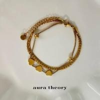 ราคา สร้อยข้อมือสแตนเลส aura theory two layers with three hearts bracelet (26388185523)