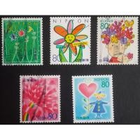 ราคา J035 แสตมป์ญี่ปุ่นใช้แล้ว ชุด Greetings ปี 1995 ใช้แล้ว สภาพดี ครบชุด 5 ดวง (2698865802)