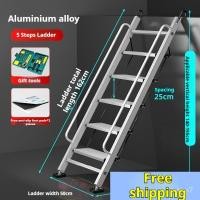 ราคา No-Assembly Ladder Folding Ladder Outdoor Platform Staircase Thickened Aluminum Alloy Eight Steps Nine Steps (26929320075)