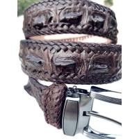 ราคา เข็มขัดหนังแท้ เข็มขัดหนังจระเข้แท้ ผู้ชาย กระดูกหลัง ถัก สีน้ำตาล หัวเข็ม (11254061142)