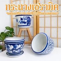 ราคา กระถางต้นไม้ กระถางลายมังกร กระถางเซรามิค 6.5 นิ้ว กระถาง + จานรอง กระถาง เซรามิก งานแฮนเมด 100% วาดลายด้วยมือ (53454847760)