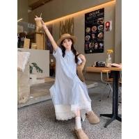 ราคา RedBerryชุดเดรสยาวครึ่งแขนลายทางสีฟ้าอ่อนสไตล์เกาหลี ดีไซน์สองชิ้น99236 (47551485925)