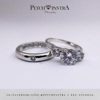 ราคา Petchpantra แหวนคู่ เพชร cz ตัวเรือนเงินชุบทองคำขาว (21006636447)