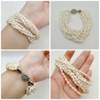 ราคา สร้อยข้อมือมุกแท้ เส้นใหญ่ รอบวงใน 17 ซม งานญี่ปุ่นมือสอง (43572795775)