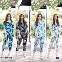 ราคา Set 2 ชิ้น -​ เสื้อคอกลม แขนสั้น แต่งชายเฉียง ใส่คู่กับ กางเกง 5 ส่วน ทรงเดฟ เนื้อผ้าสปัน​ #สาวอวบ (2056275417)