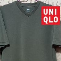 ราคา UNIQLO AIRism เสื้อยืดคอวีแขนสั้น เขียวมะกอกเข้ม มือสองสภาพใหม่ (28878423777)