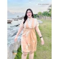 ราคา เดรสสาวอวบ D130 ชุดไปเที่ยวสาวอวบ ชุดไปงานแต่งสาวอวบ ชุดไปงานบวชสาวอวบ ชุดคนอ้วน (26209499050)