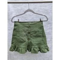 ราคา กระโปรงยีนส์สั้น ซับในกางเกง สีเขียวขี้ม้า (19333616299)