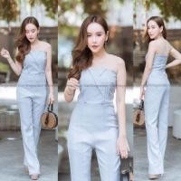 ราคา จั๊มสูทขายาวสีเทาอ่อน (2253587025)