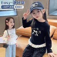 ราคา สาวแขนยาวเสื้อยืดฤดูใบไม้ผลิฤดูร้อนใหม่สาวเด็กลูกไม้เย็บแฟชั่นทุกการแข่งขันรอบคอด้านบนเสื้อผ้าเด็ก (48801948570)