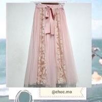 ราคา กระโปรงผ้ามุ้งสีชมพูoldrose (26953631330)