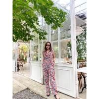 ราคา จั้มสูทขายาวปกเชิ้ต ลายดอกสวยๆนะคะ ผ้าลินินฝ้าย (18067451709)